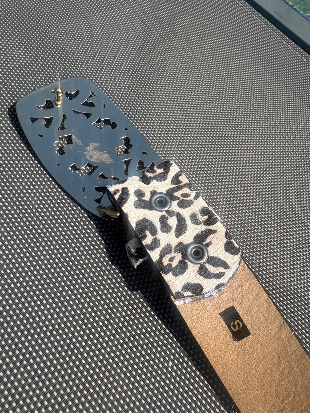 Leopard Print Belt with Ornate Gold Buckle - Picture 8 of 9